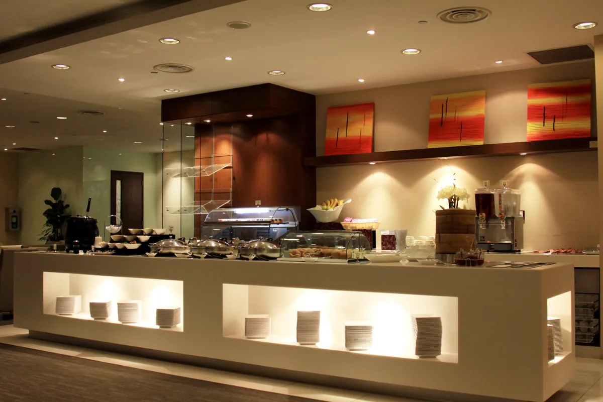 Buffet dining at the SATS Premier Lounge at Singapore Changi Airport